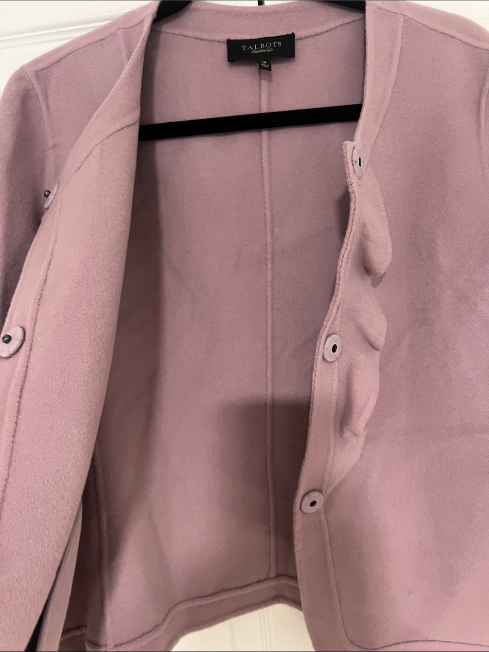Talbots Mauve Ruffle-Front Cropped Jacket - Picture 3 of 3